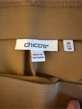 Chico's Stretch Knit Waist Straight Leg Pants in Camel